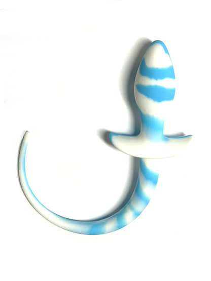 Dogtail Buttplug 7.5x3.1cm weiss-hellblau