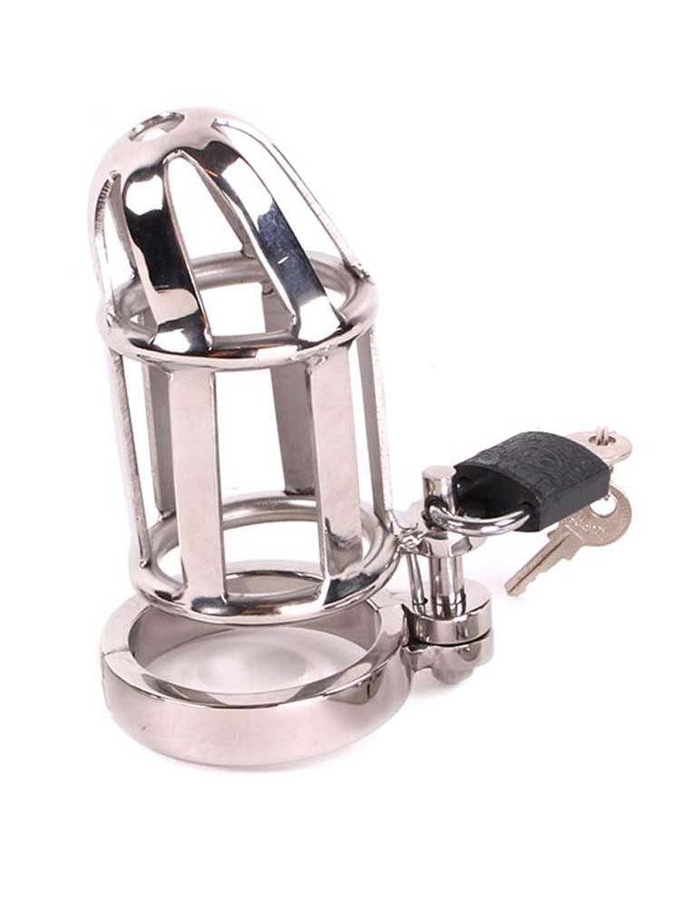 Edelstahl Keuschheitskäfig lang DE LUXE 8cm