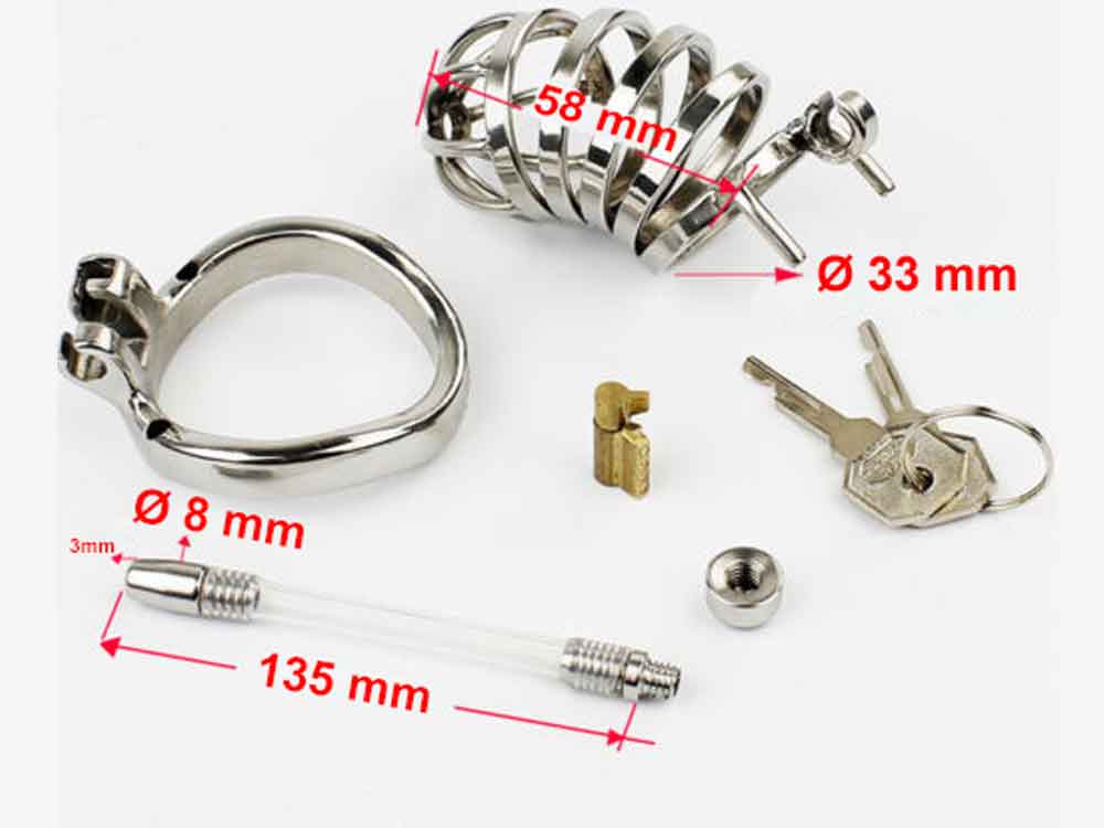 Edelstahl Keuschheitskäfig JAIL LARGE OPEN + DILATATOR
