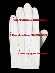 Leder-Handschuhe DELUXE POLICE CLASSIC WEISS