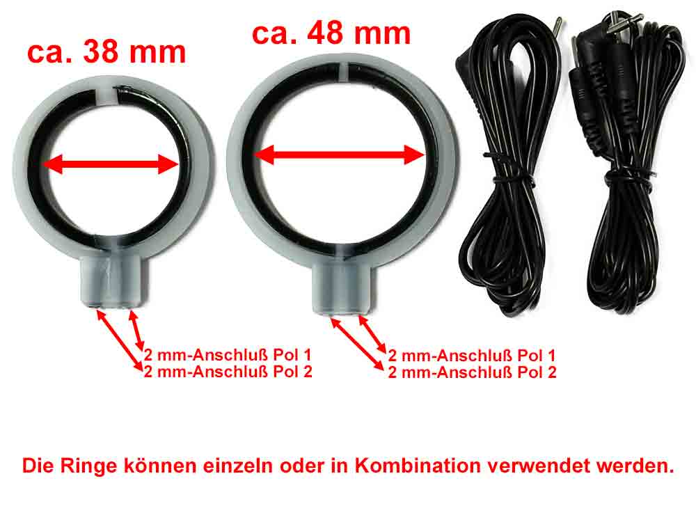 Reizstrom E-Stim - Silikoncockringe mit Kabel