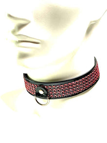 Fetisch Halsband Kristall breit rot