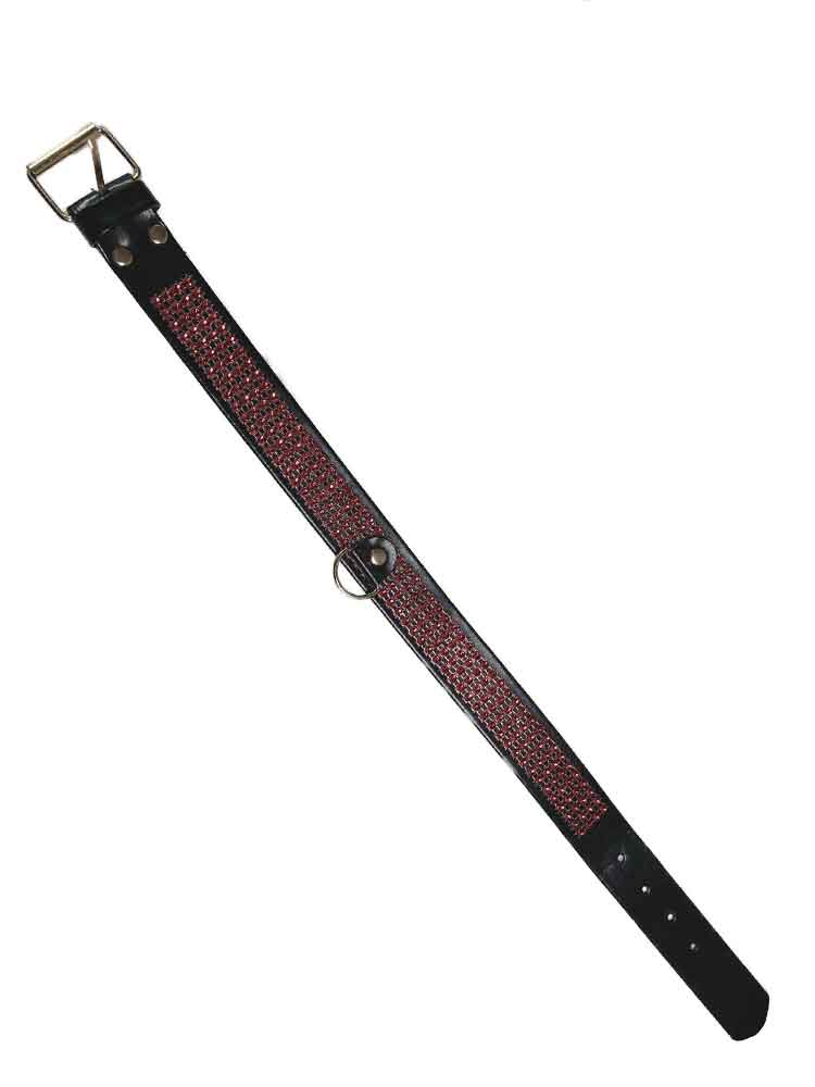 Fetisch Halsband Kristall breit rot