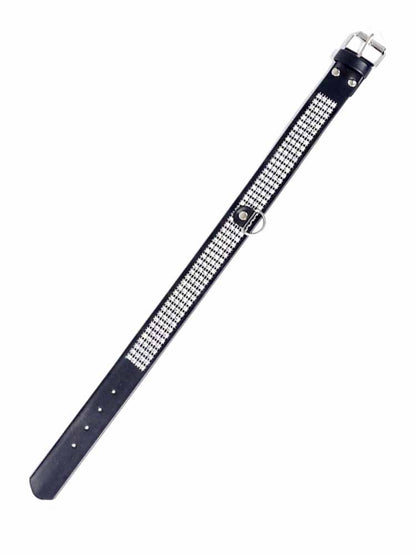Fetisch Halsband Kristall breit silber