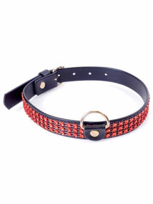 Fetisch Halsband Kristall schmal rot