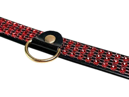 Fetisch Halsband Kristall schmal rot