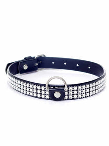 Fetisch Halsband Kristall schmal silber
