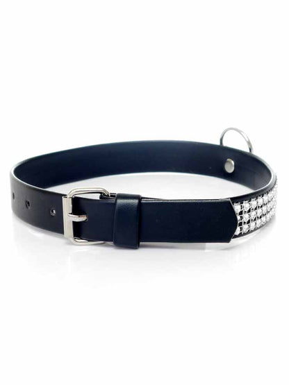 Fetisch Halsband Kristall schmal silber