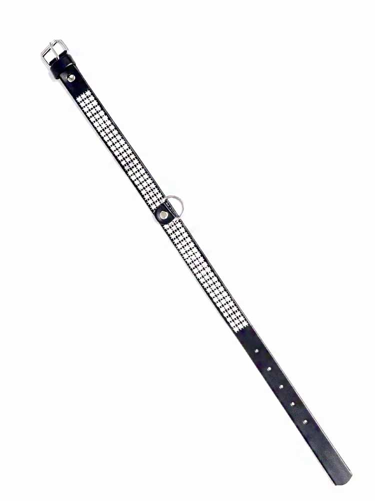 Fetisch Halsband Kristall schmal silber
