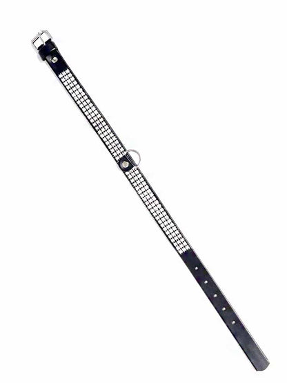 Fetisch Halsband Kristall schmal silber
