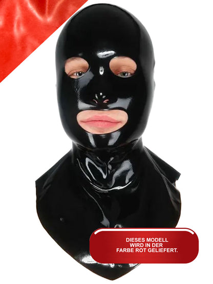 Gummi-Maske MIT Augen- und Mund-Öffnung + Kragen ROT