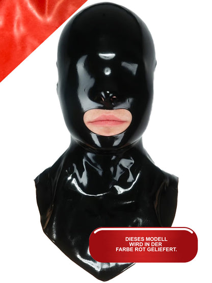 Gummi-Maske MIT Mundöffnung + Kragen ROT