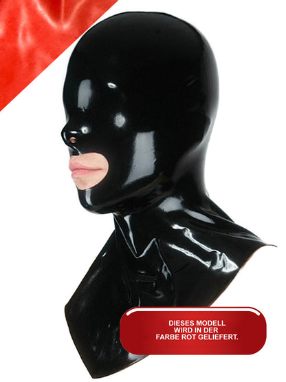 Gummi-Maske MIT Mundöffnung + Kragen ROT