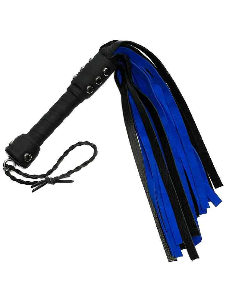 Flogger 24 Riemen 55cm Rind SCHWARZ-BLAU