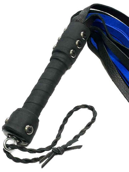 Flogger 24 Riemen 55cm Rind SCHWARZ-BLAU