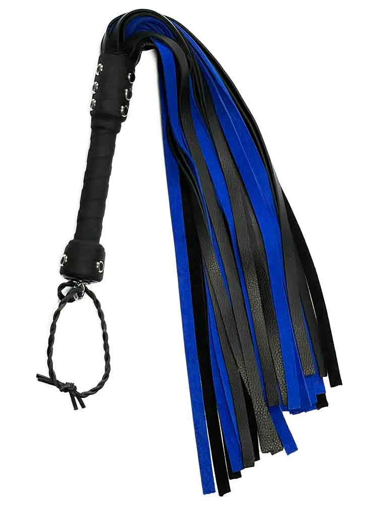 Flogger 30 Riemen 76cm Rind SCHWARZ-BLAU
