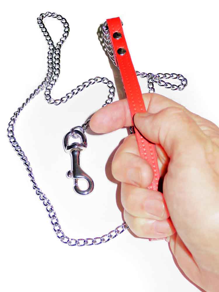 Führungskette schmal mit roter Handschlaufe