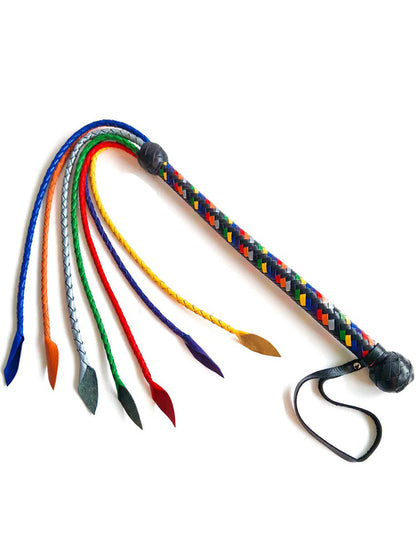 Gay Pride Lederpeitsche Flogger 95cm