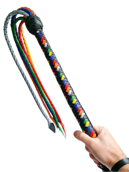 Gay Pride Lederpeitsche Flogger 95cm