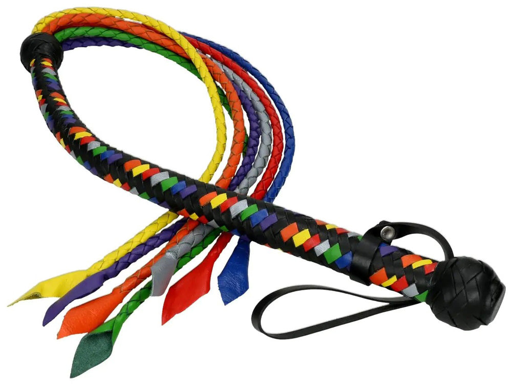 Gay Pride Lederpeitsche Flogger 95cm