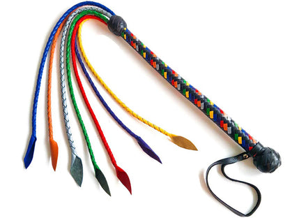 Gay Pride Lederpeitsche Flogger 95cm