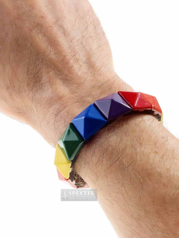 Gay Pride Regenbogen Armband mit Nieten - schmal