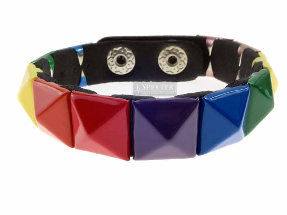 Gay Pride Regenbogen Armband mit Nieten - schmal