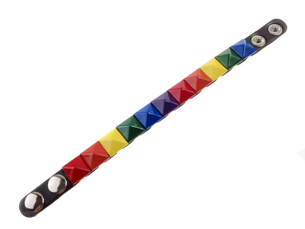 Gay Pride Regenbogen Armband mit Nieten - schmal