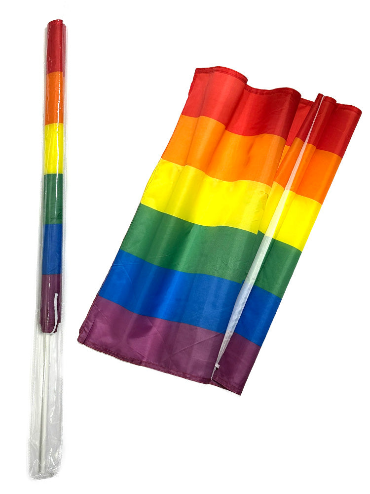 Gay Pride Flagge ca. 90 x 60 cm mit 90 cm Kunststoffstab