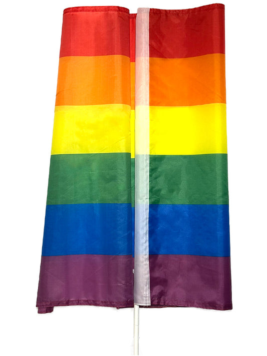 Gay Pride Flagge ca. 90 x 60 cm mit 90 cm Kunststoffstab