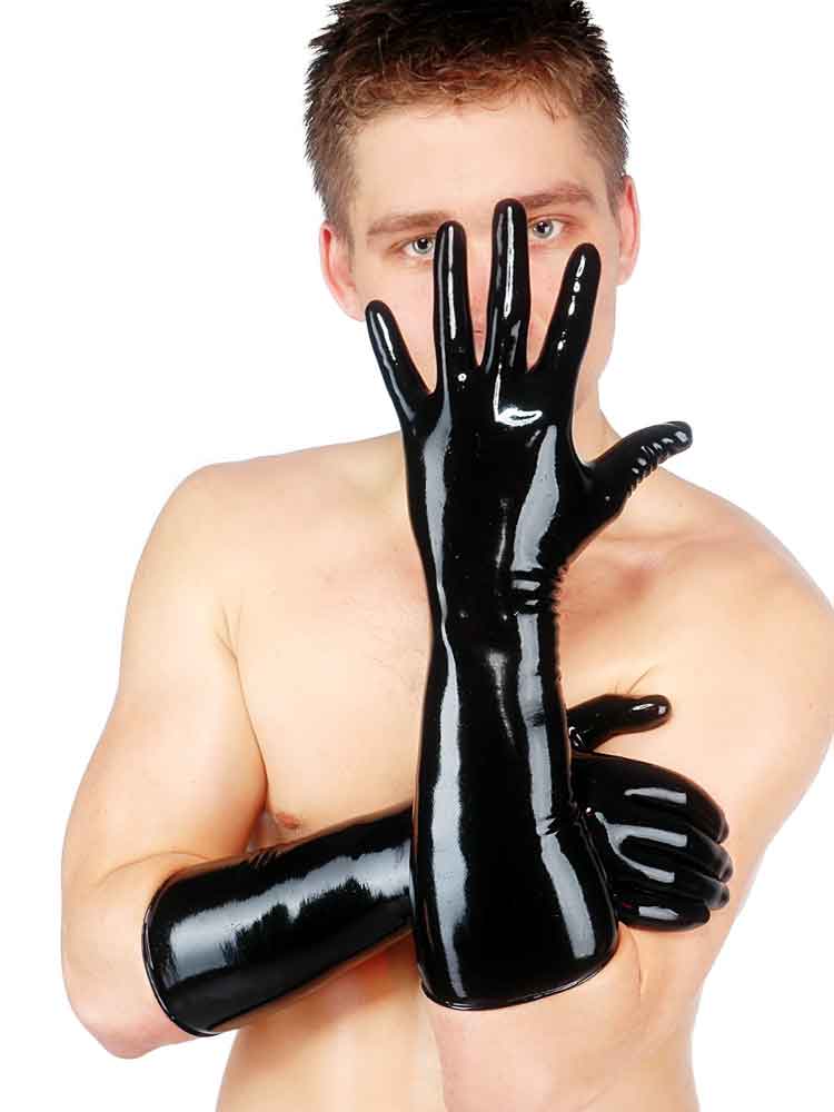 Gummi-Handschuhe Ellbogenlang 0.4mm SCHWARZ