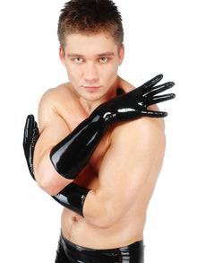 Gummi-Handschuhe Ellbogenlang 0.4mm SCHWARZ