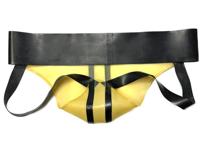 Gummi-Jock-Strap SPEXTER - transparent, schwarzer Bund - 2 Streifen