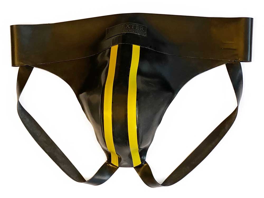 Gummi-Jock-Strap SPEXTER - zwei gelbe Streifen