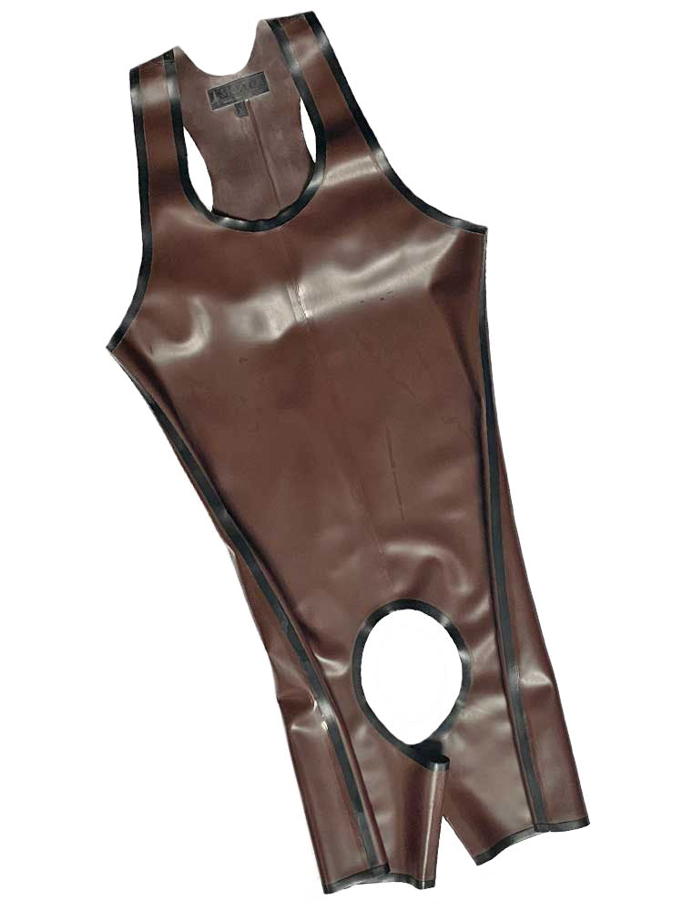 SEPXTER Gummi Trägeranzug offen braun - schwarz