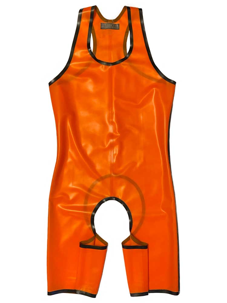SPEXTER Rubber Trägeranzug offen orange transparent - schwarz