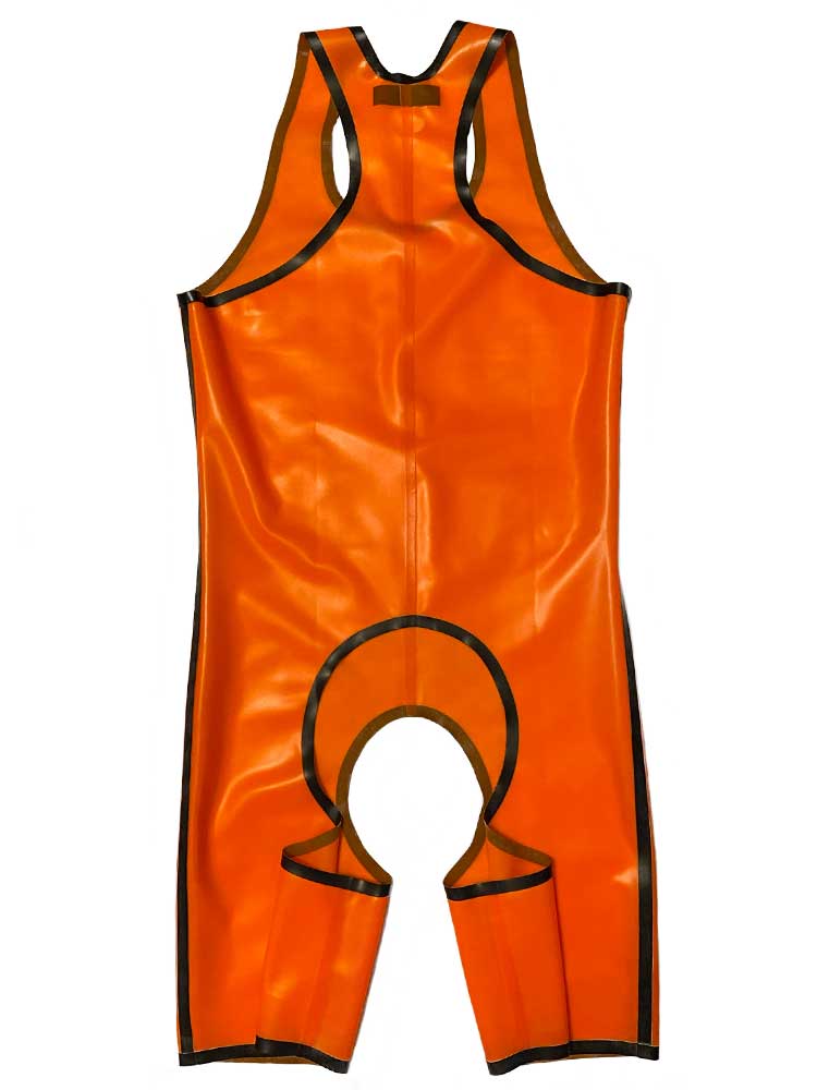 SPEXTER Rubber Trägeranzug offen orange transparent - schwarz