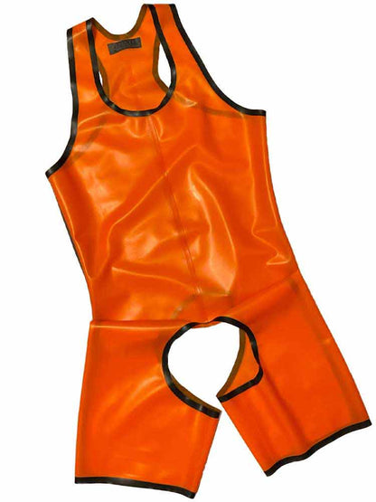 SPEXTER Rubber Trägeranzug offen orange transparent - schwarz