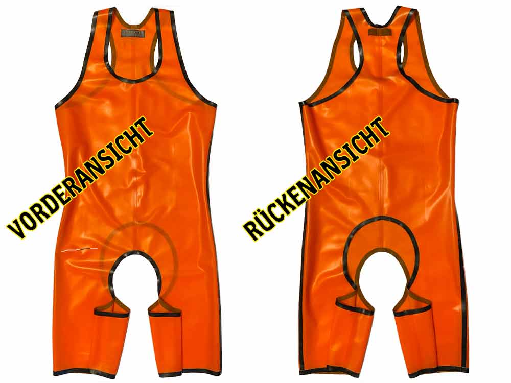 SPEXTER Rubber Trägeranzug offen orange transparent - schwarz