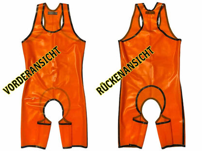 SPEXTER Rubber Trägeranzug offen orange transparent - schwarz