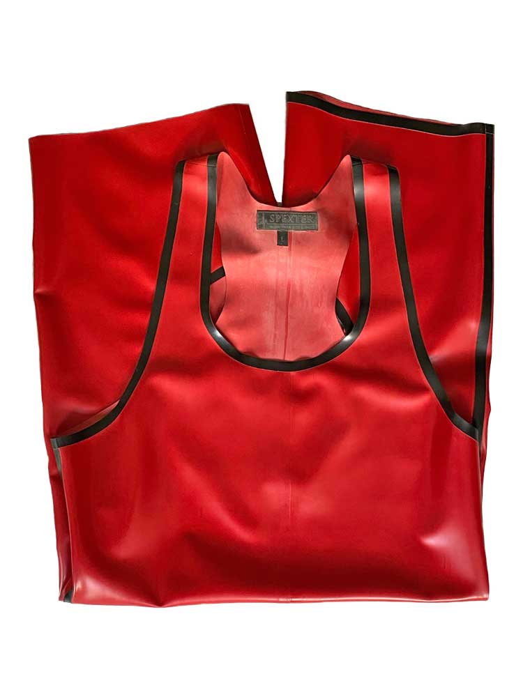 SPEXTER Rubber Trägeranzug offen rot - schwarz