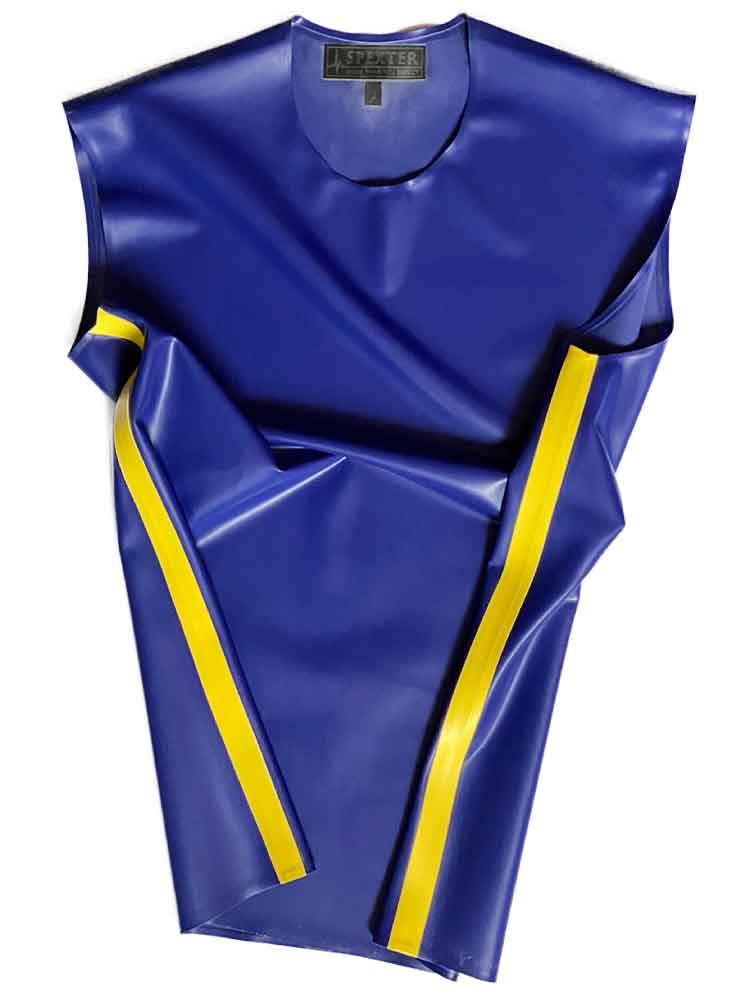 SPEXTER Rubber T-Shirt ohne Arm blau - gelbe Streifen