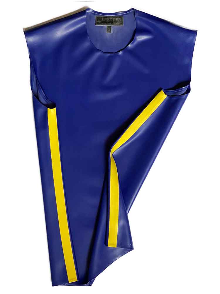 SPEXTER Rubber T-Shirt ohne Arm blau - gelbe Streifen