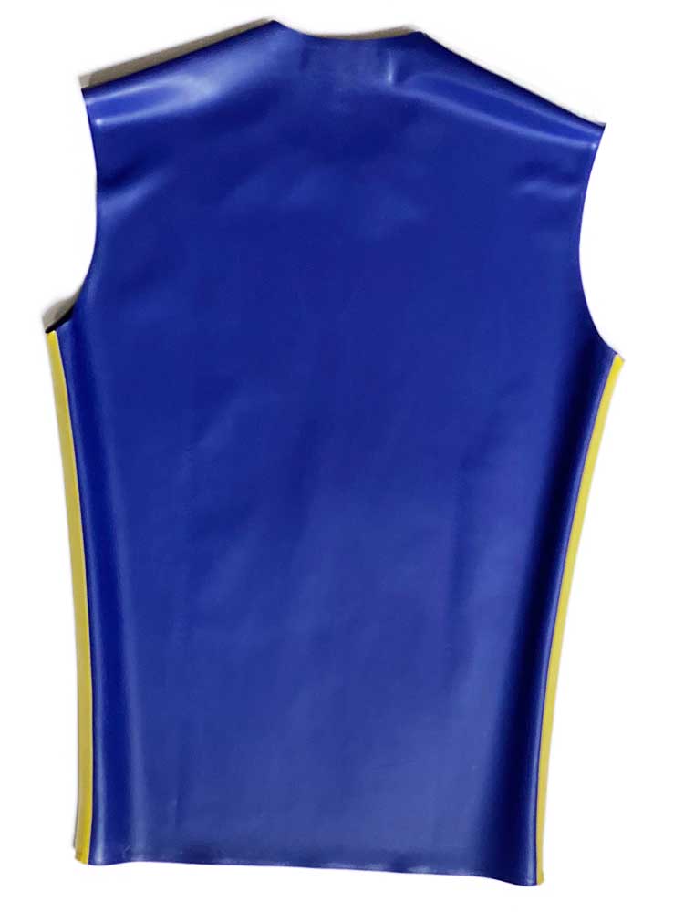 SPEXTER Rubber T-Shirt ohne Arm blau - gelbe Streifen