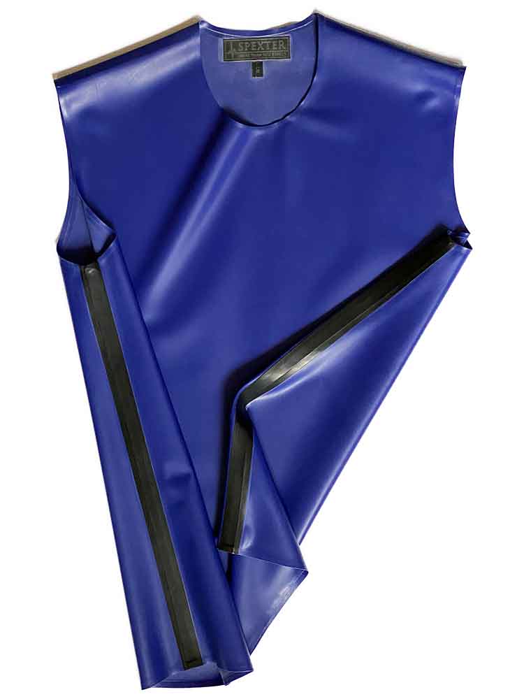 SPEXTER Rubber T-Shirt ohne Arm blau - schwarze Streifen