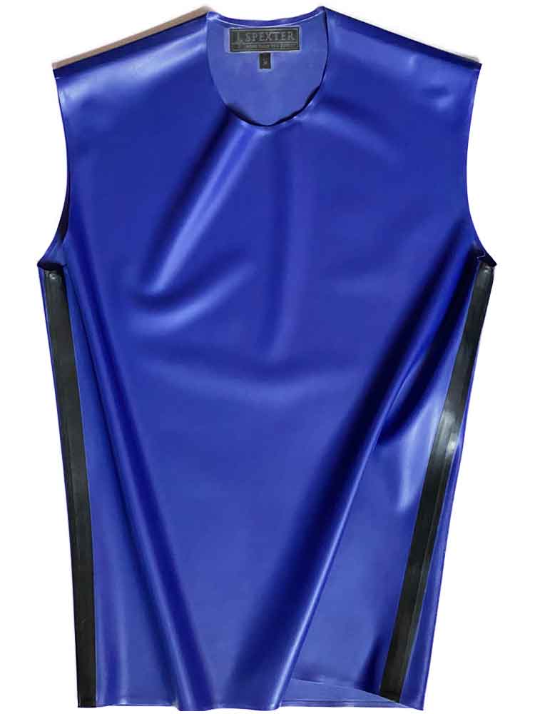 SPEXTER Rubber T-Shirt ohne Arm blau - schwarze Streifen
