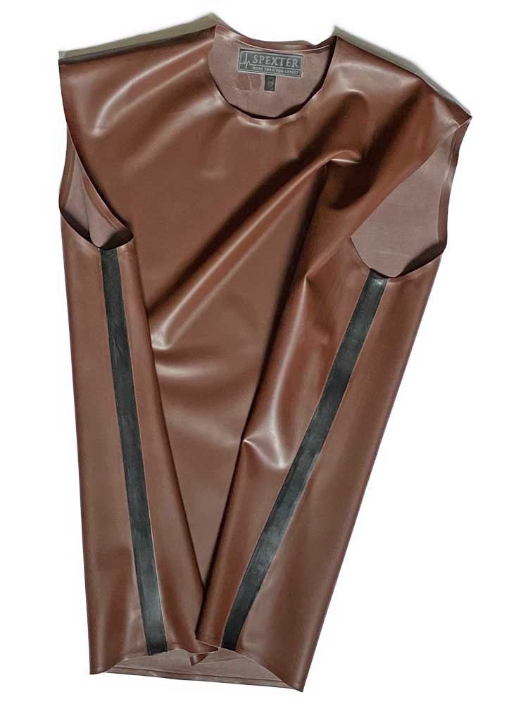 SPEXTER Rubber T-Shirt ohne Arm braun - schwarze Streifen