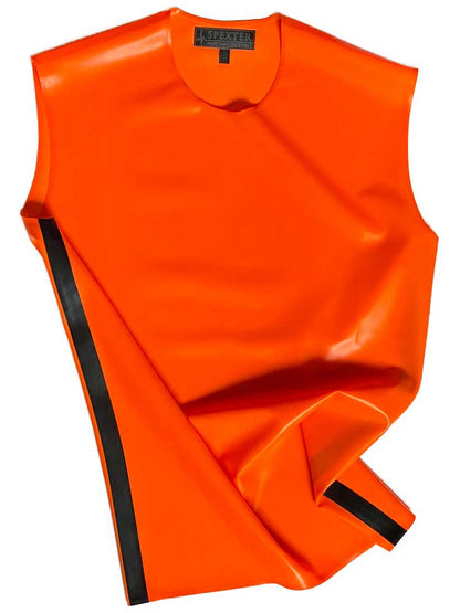 SPEXTER Rubber T-Shirt ohne Arm orange - schwarze Streifen