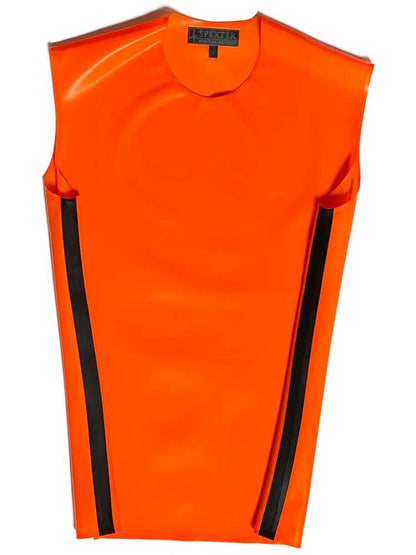 SPEXTER Rubber T-Shirt ohne Arm orange - schwarze Streifen