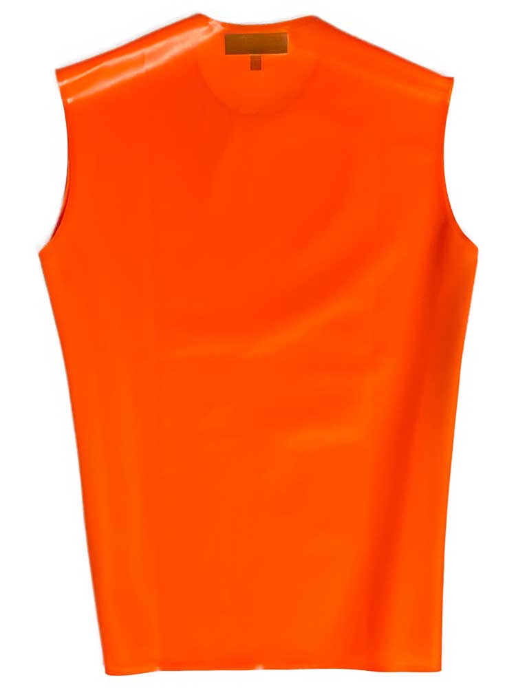 SPEXTER Rubber T-Shirt ohne Arm orange - schwarze Streifen